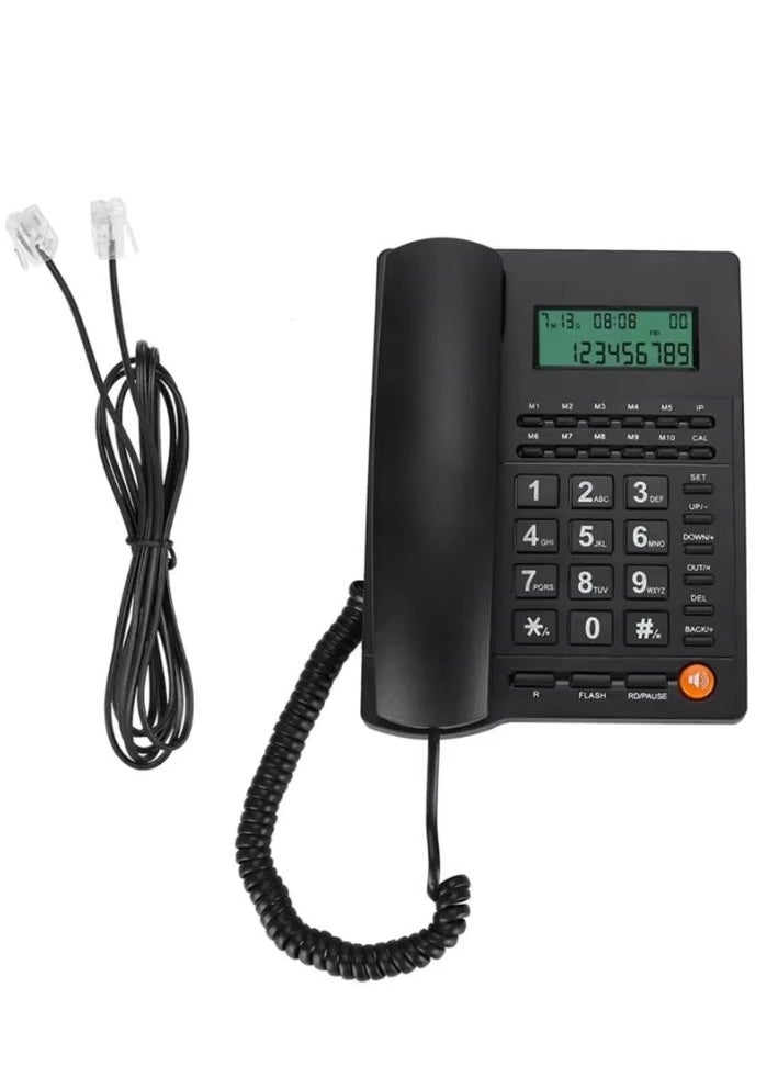 Microplus - Large Button Corded Telephone, Wired Home Desktop Landline Phone with Caller ID, Handsfree Speakerphone, LED Screen,Fast Dial Black PS-4728 - Image 1