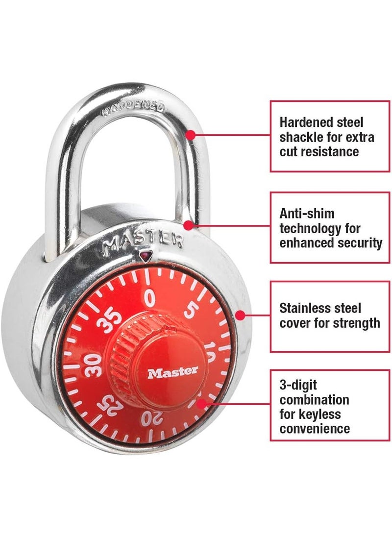 Master Lock Master Lock 1504D Locker Lock Combination Padlock, 1 Pack, Red  - Image 3