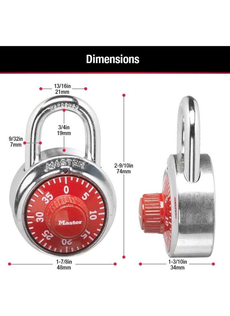 Master Lock Master Lock 1504D Locker Lock Combination Padlock, 1 Pack, Red  - Image 4