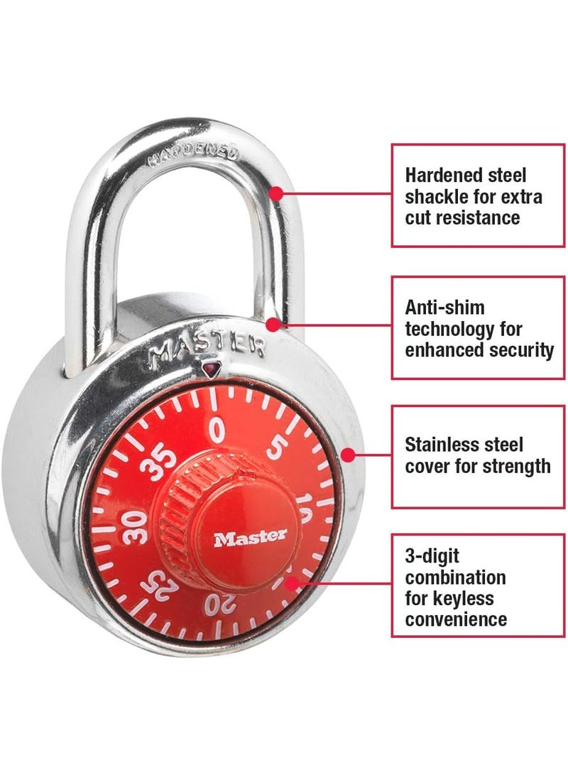 Master Lock 1504D Locker Lock Combination Padlock, 1 Pack, Red - Image 3