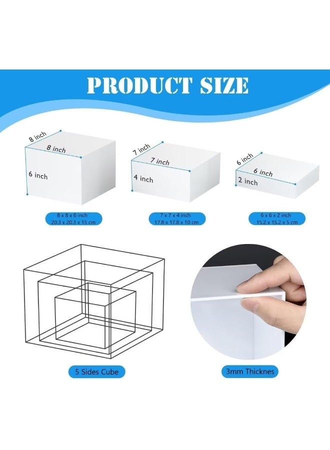 TPGP Buffet Risers, 3Pcs Acrylic Buffet Riser Stands, Dessert Display Stands, Cubic Stand For Cupcakes, Candy, Brunch, Collection, Jewellery, Weddings And Parties - Image 5