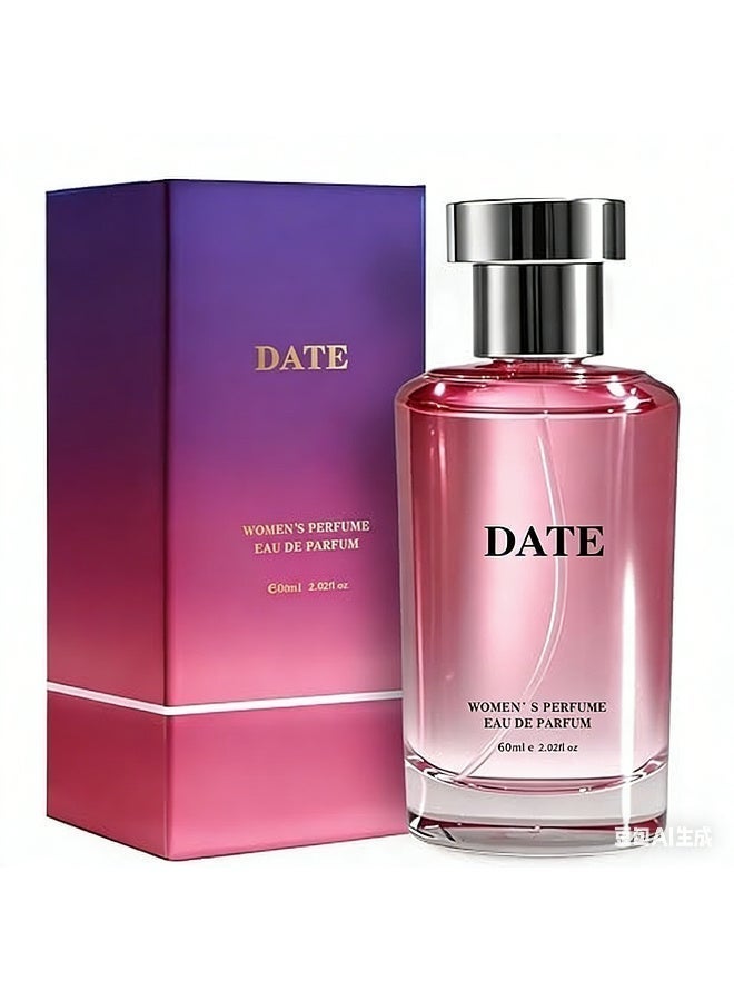 DATE Women's Eau de Parfum 80ml/2.82fl oz, Oriental Floral Scent with Pistachio Almond Jasmine Vanilla Notes, Long-Lasting Fragrance for Date & Gift