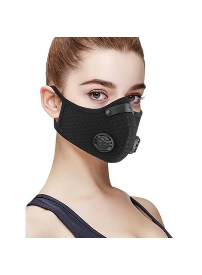 قناع وجه مزدوج الصمام قابل لإعادة الاستخدام، أسود - Image 2