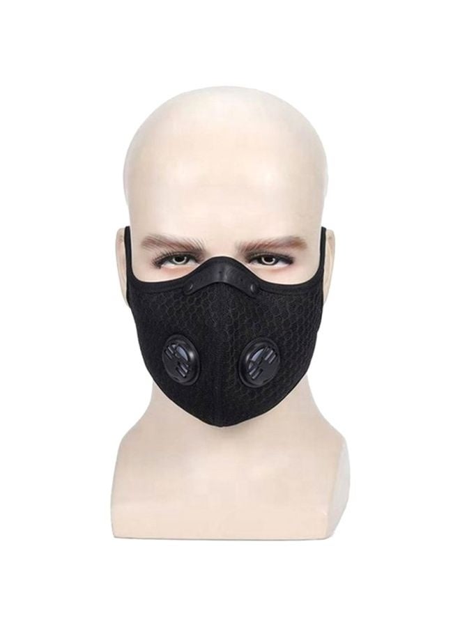 قناع وجه مزدوج الصمام قابل لإعادة الاستخدام، أسود - Image 1
