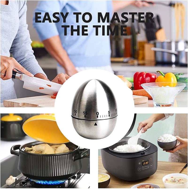 Tusig Kitchen Cooking Timer Cute Stainless Steel Metal Mechanical Time Machine for Cooking Visual Countdown Cooking Timer with Loud Alarm for Kitchen Cooking Baking Sports Kids Egg Timer - Image 3