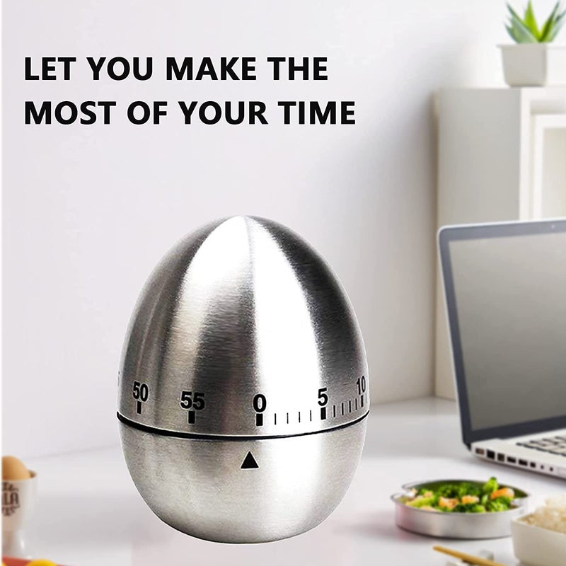 Tusig Kitchen Cooking Timer Cute Stainless Steel Metal Mechanical Time Machine for Cooking Visual Countdown Cooking Timer with Loud Alarm for Kitchen Cooking Baking Sports Kids Egg Timer - Image 4