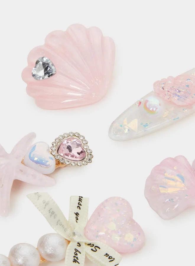 ستايلي مجموعة من 5 مشابك شعر بنمط صدف