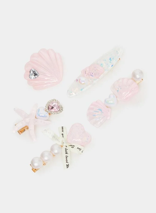 ستايلي مجموعة من 5 مشابك شعر بنمط صدف