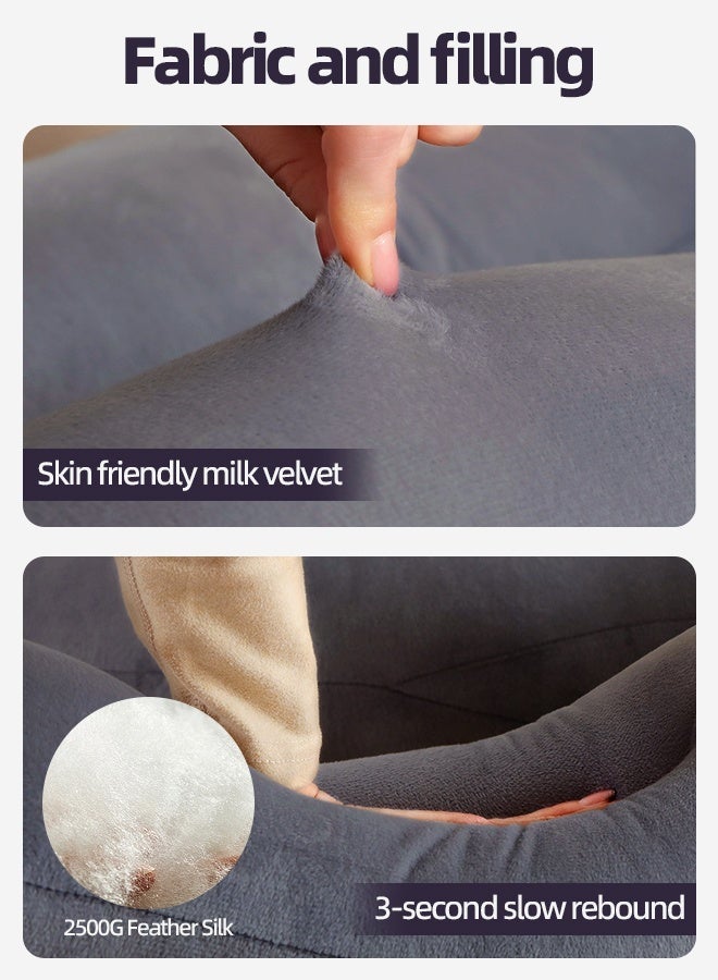 قف وسادة الحمل، حشوة قطنية من البولي بروبيلين 7D بوزن 1300 جرام، وسادة أمومة للجسم بالكامل 70×130 سم مع غطاء مخملي قابل للإزالة، تدعم البطن والظهر والوركين والساقين - Image 3