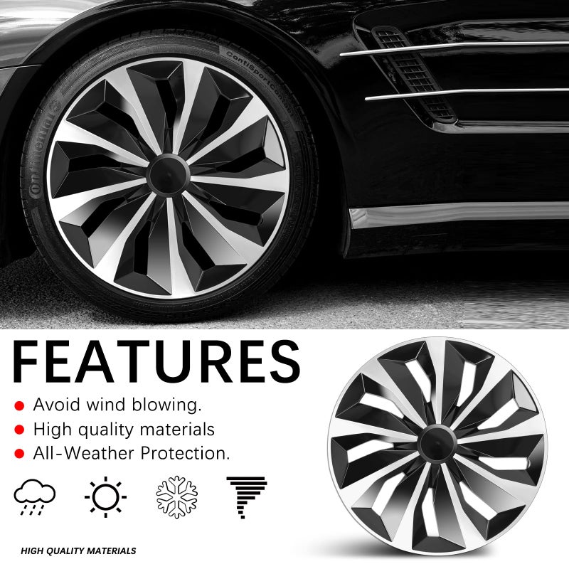 DREAMOTOR 16 inch Hubcaps Set of 4, Automotive Wheel Tire Covers, Wheel Rim Cover Compatible/Replacement with Toyota Volkswagen VW Chevy Nissan Sentra Honda Civic Accord Dodge Ford Kia Cadillac Scion - Image 2