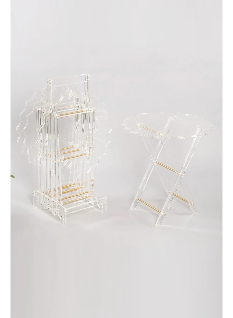 Luxe Gold & Clear Acrylic Nesting Tables (Set of 4) with Integrated Stand - Image 1
