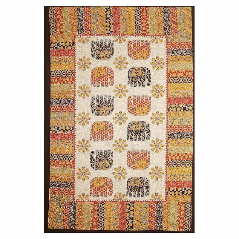 SkyKross - Everyday A New Thing SkyKross Everyday A New Thing Barmeri Special Hathi Pure Soft Cotton Diwan Cover Set 8 Pcs Set 5 Cushion Cover2 Bolster Cover1 Bedsheet Brown - Image 4