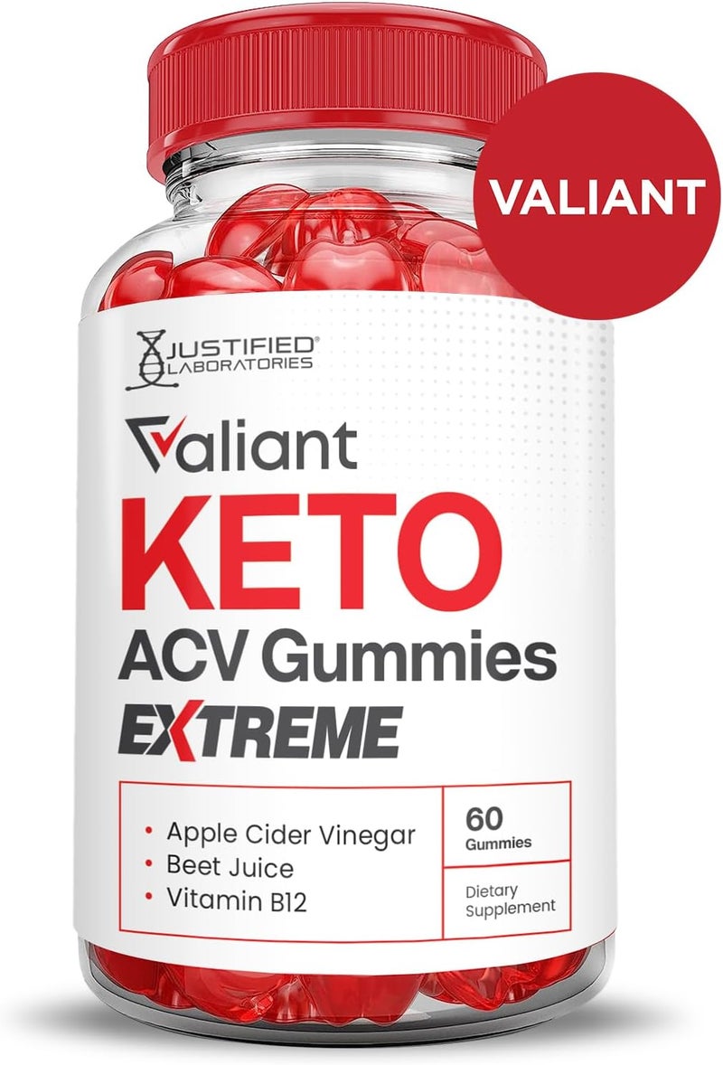 Justified Laboratories Valiant Keto ACV Gummies Extreme 2000MG Valant Keto Gummies Apple Cider Vinegar Formulated with Pomegranate Beet Juice Powder B12 Vegan Non GMO 60 Gummys - Image 3