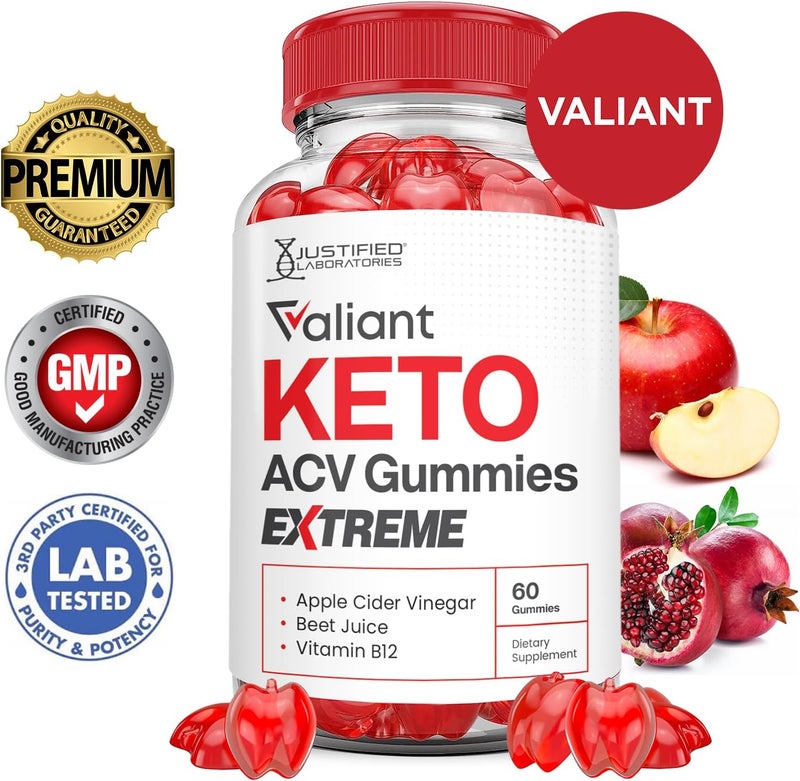 Justified Laboratories Valiant Keto ACV Gummies Extreme 2000MG Valant Keto Gummies Apple Cider Vinegar Formulated with Pomegranate Beet Juice Powder B12 Vegan Non GMO 60 Gummys - Image 2