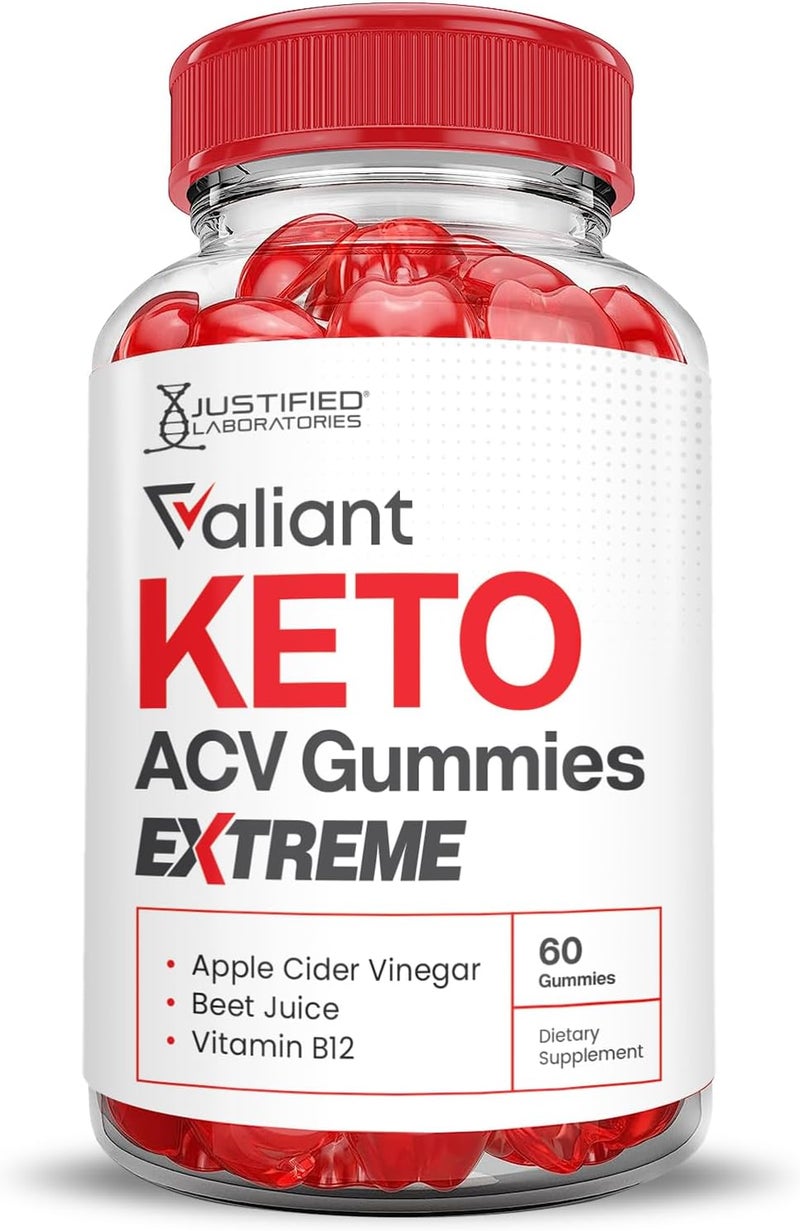 Justified Laboratories Valiant Keto ACV Gummies Extreme 2000MG Valant Keto Gummies Apple Cider Vinegar Formulated with Pomegranate Beet Juice Powder B12 Vegan Non GMO 60 Gummys - Image 4