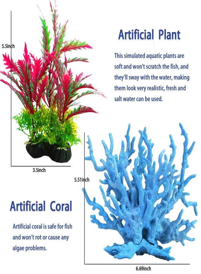 Kooterfun Mermaid's Castle Fish Tank Decorations-28pack Include Castle Hideout, Faux Coral,Starfish and Artificial Plastic Plants Aquarium Décor Accessories for All Fish-Pink - Image 4