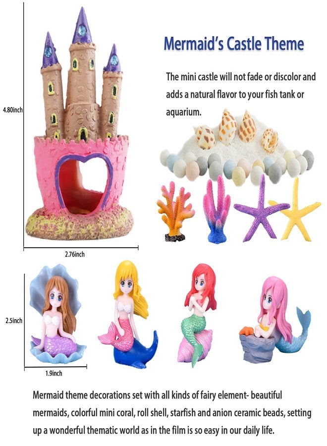 Kooterfun Mermaid's Castle Fish Tank Decorations-28pack Include Castle Hideout, Faux Coral,Starfish and Artificial Plastic Plants Aquarium Décor Accessories for All Fish-Pink - Image 5