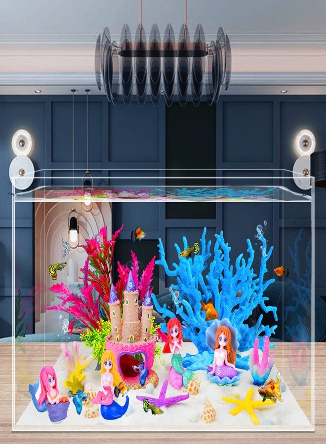 Kooterfun Mermaid's Castle Fish Tank Decorations-28pack Include Castle Hideout, Faux Coral,Starfish and Artificial Plastic Plants Aquarium Décor Accessories for All Fish-Pink - Image 3