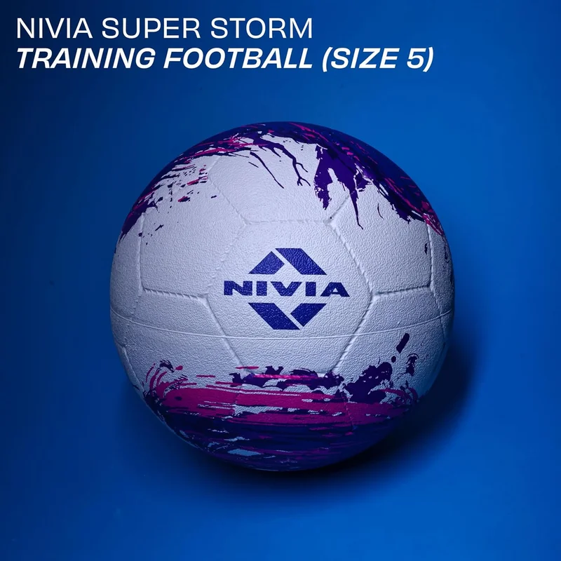 نيفيا Nivia Super Storm Football - Durable Training Ball for Hard Ground and Artificial Turf