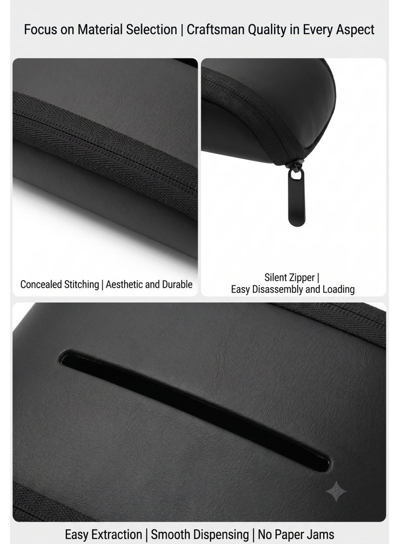 JACIRCLE Car Tissue Box, Leather Car Napkin Box, Universal Seat Back Tissue Box, Elastic Cord Strap Installation, Suitable For Car Interiors Of Cars, Trucks, Suvs, And Vans. - Image 4