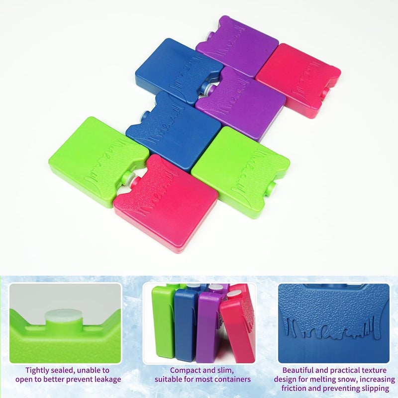 WORLD-BIO Reusable Ice Packs for Lunch Box & Cooler Bags, Long-Lasting Multicolored Cold Blocks for Extreme Heat, Camping, School, BPA-Free Cooling Accessories - Image 4