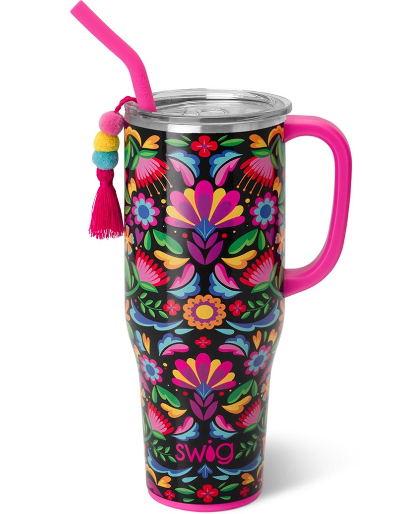 Swig Life 40oz Mega Mug, 40 oz Tumbler with Handle and Straw, Cup Holder Friendly, Dishwasher Safe, Extra Large Lightweight Insulated Tumbler, Stainless Steel (Caliente) - Image 1