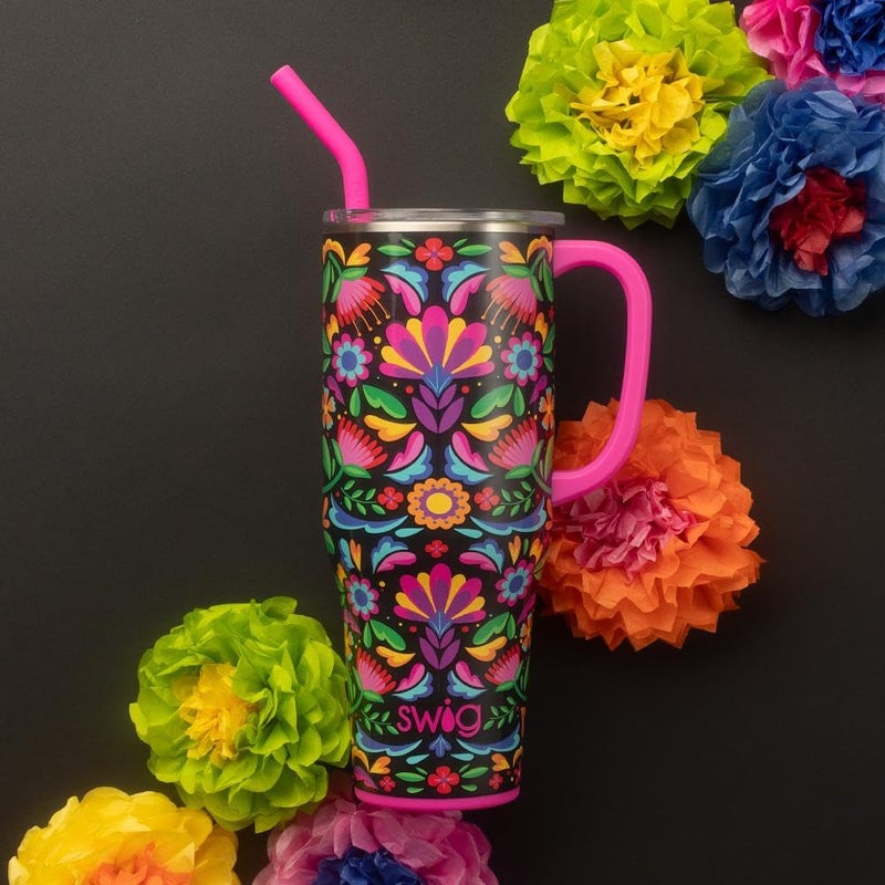 Swig Life 40oz Mega Mug, 40 oz Tumbler with Handle and Straw, Cup Holder Friendly, Dishwasher Safe, Extra Large Lightweight Insulated Tumbler, Stainless Steel (Caliente) - Image 3