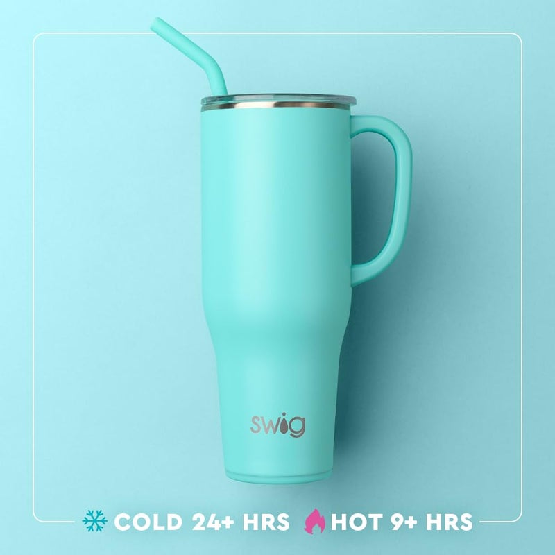 Swig Life 40oz Mega Mug, 40 oz Tumbler with Handle and Straw, Cup Holder Friendly, Dishwasher Safe, Extra Large Lightweight Insulated Tumbler, Stainless Steel (Caliente) - Image 4
