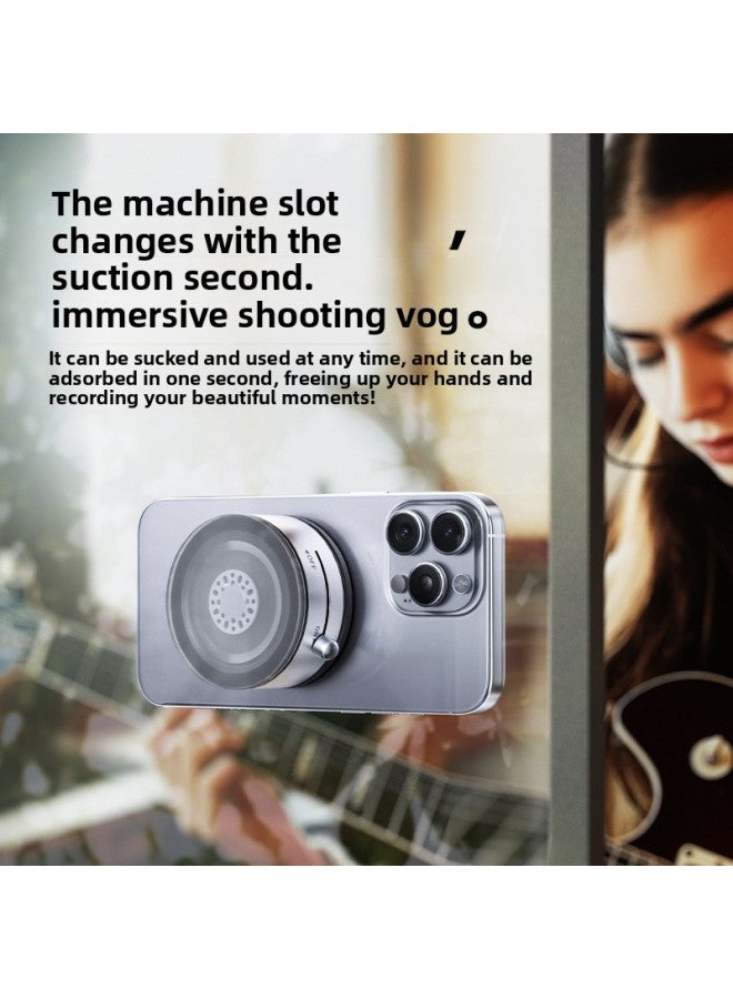 Double-sided Adsorption Magnetic Bracket Lazy Man Multifunctional Rotating Compact Vacuum Adsorption Mobile Phone Bracket Aluminum Alloy-Color:A2 Vacuum Suction Cup Bracket-white  - Image 3