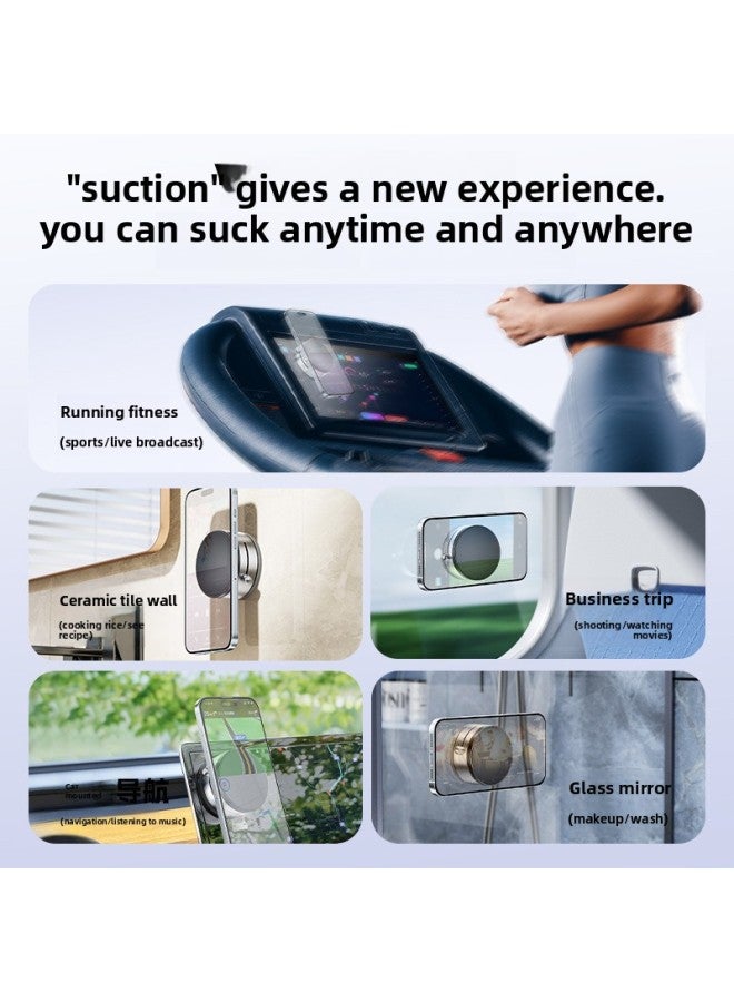 Double-sided Adsorption Magnetic Bracket Lazy Man Multifunctional Rotating Compact Vacuum Adsorption Mobile Phone Bracket Aluminum Alloy-Color:A2 Vacuum Suction Cup Bracket-white  - Image 5