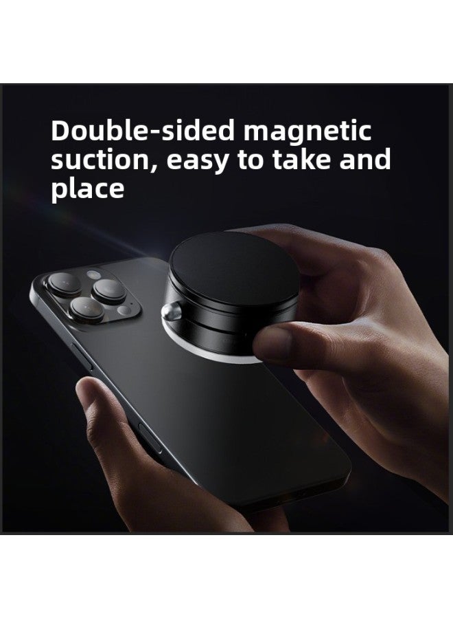 Double-sided Adsorption Magnetic Bracket Lazy Man Multifunctional Rotating Compact Vacuum Adsorption Mobile Phone Bracket Aluminum Alloy-Color:A2 Vacuum Suction Cup Bracket-white  - Image 2