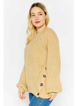 Pepe Jeans Women Knitted Long Sleeve Sweater, Beige  - Image 2