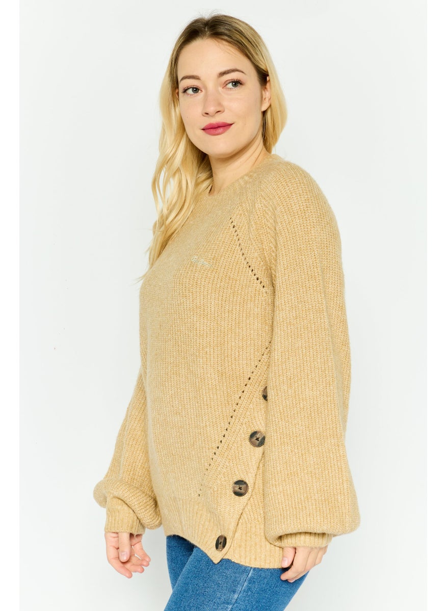 Pepe Jeans Women Knitted Long Sleeve Sweater, Beige  - Image 2