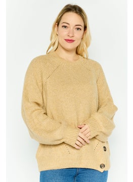 Pepe Jeans Women Knitted Long Sleeve Sweater, Beige  - Image 1