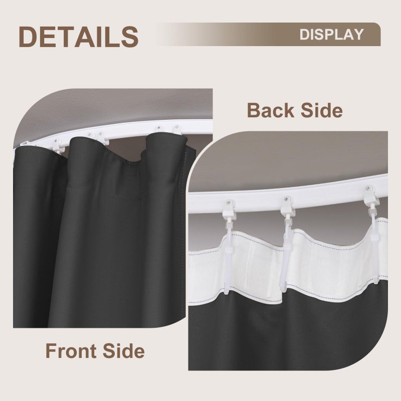 MaKefeile Room Divider Curtains & Flexible Bendable Tracks Set,Privacy Dividers Ceiling Track Curtain Window Blackout Curtains for Living Room Bedroom (W100 Ã— H84 in 1 Panel Black Drape & White Rail) - Image 5