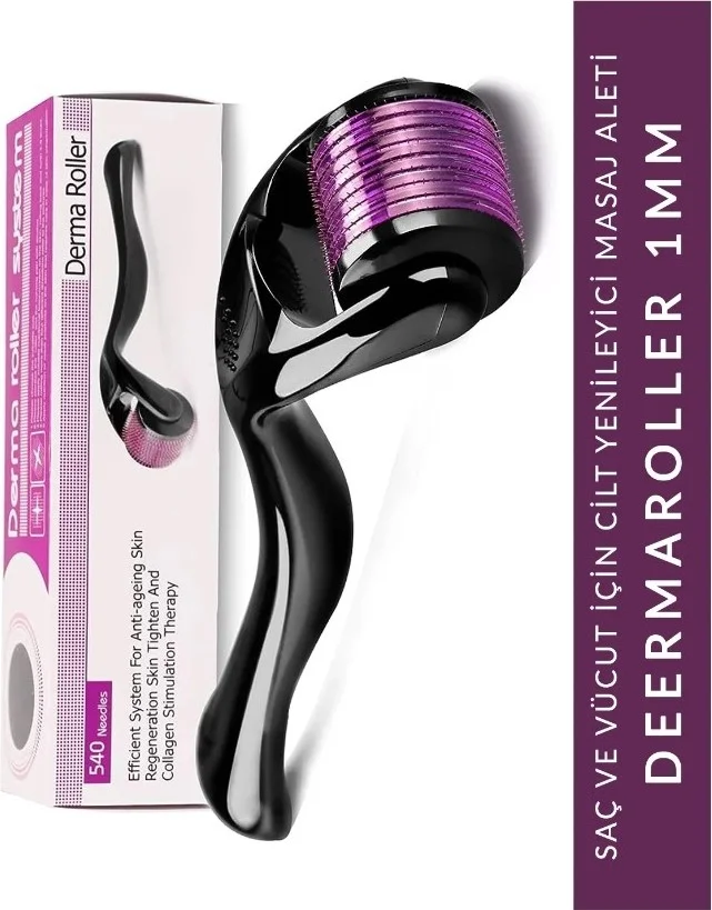 Muggio Titanium Tip Dermaroller 1 mm Skin Face Body Hair Renewal Massage Tool