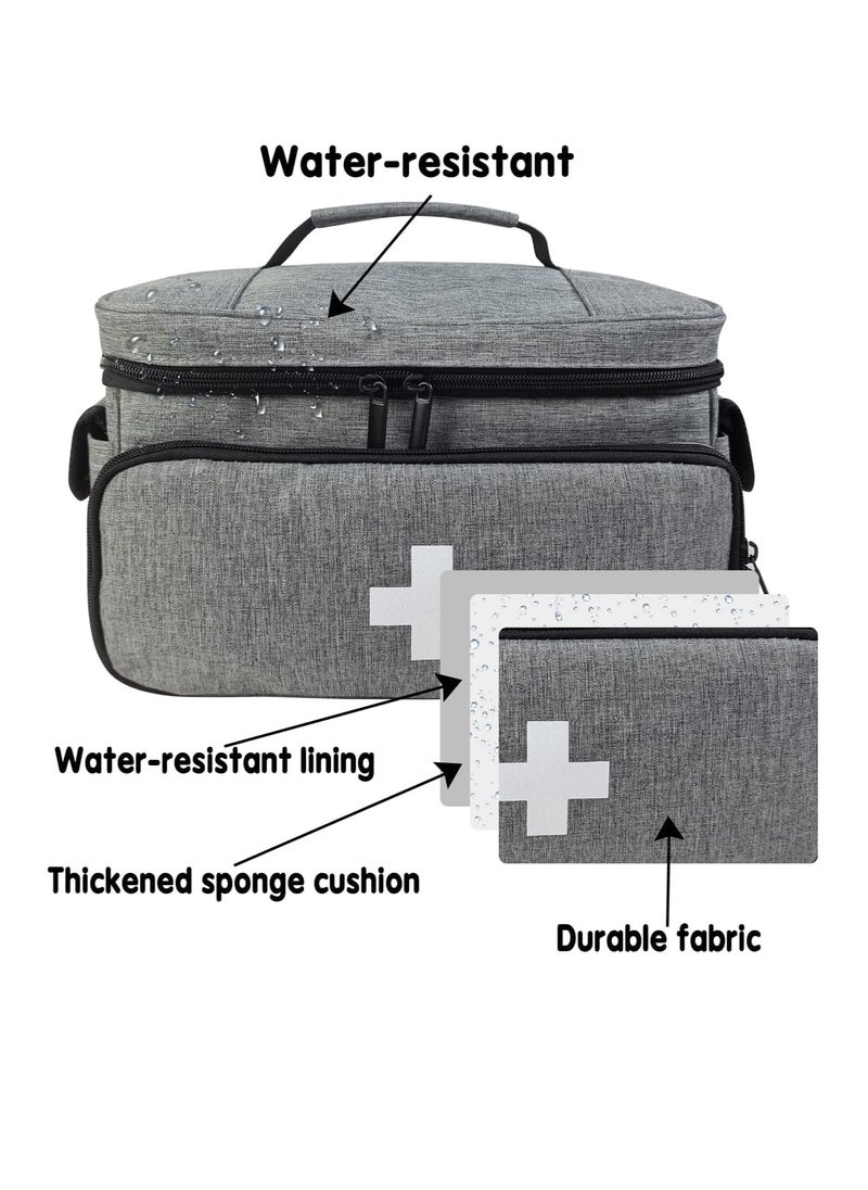 Excefore - Portable First Aid Bag, Empty Medical Supplies Bag with a Mini Pouch Travel Medicine Bag Cosmetic Organizer for Home Camping Hiking Office (Grey) - Image 1