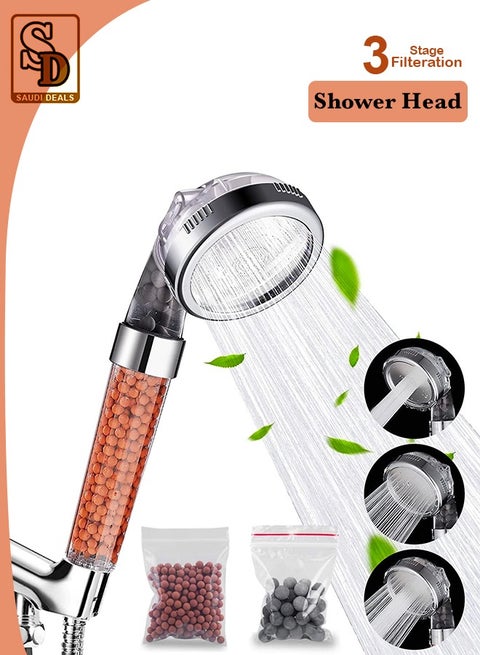Handheld Shower Head, 3 Stage Filter Purifier, High Water Pressure Ionic Showerhead for Spa Experience, Dry Skin & Hair Therapy