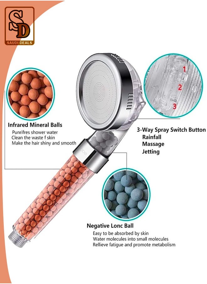 Saudi Deals Handheld Shower Head, 3 Stage Filter Purifier, High Water Pressure Ionic Showerhead for Spa Experience, Dry Skin & Hair Therapy  - Image 2