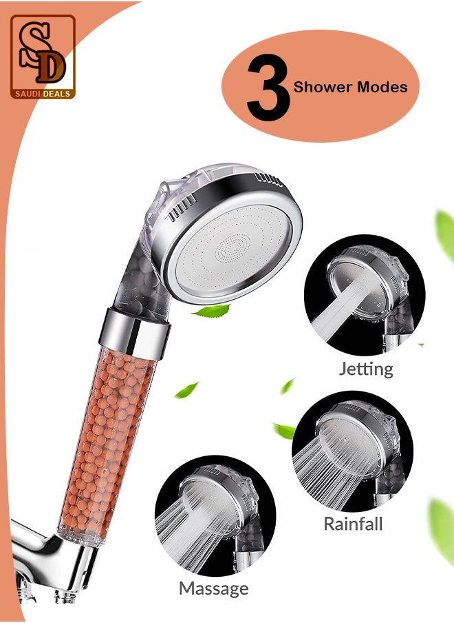 Saudi Deals Handheld Shower Head, 3 Stage Filter Purifier, High Water Pressure Ionic Showerhead for Spa Experience, Dry Skin & Hair Therapy  - Image 3