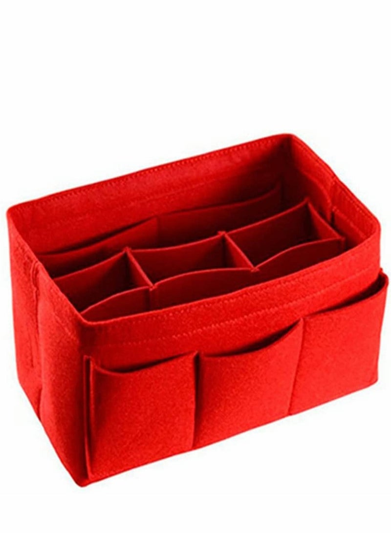 Purse Organizer Insert Women Felt Bag Organizer Insert Multi-Pocket Bag in Bag for Womens Handbag Travel Tote Hobo Bag Storage Purse Liner Divider for Any Brand Tote Red M Size - Image 1