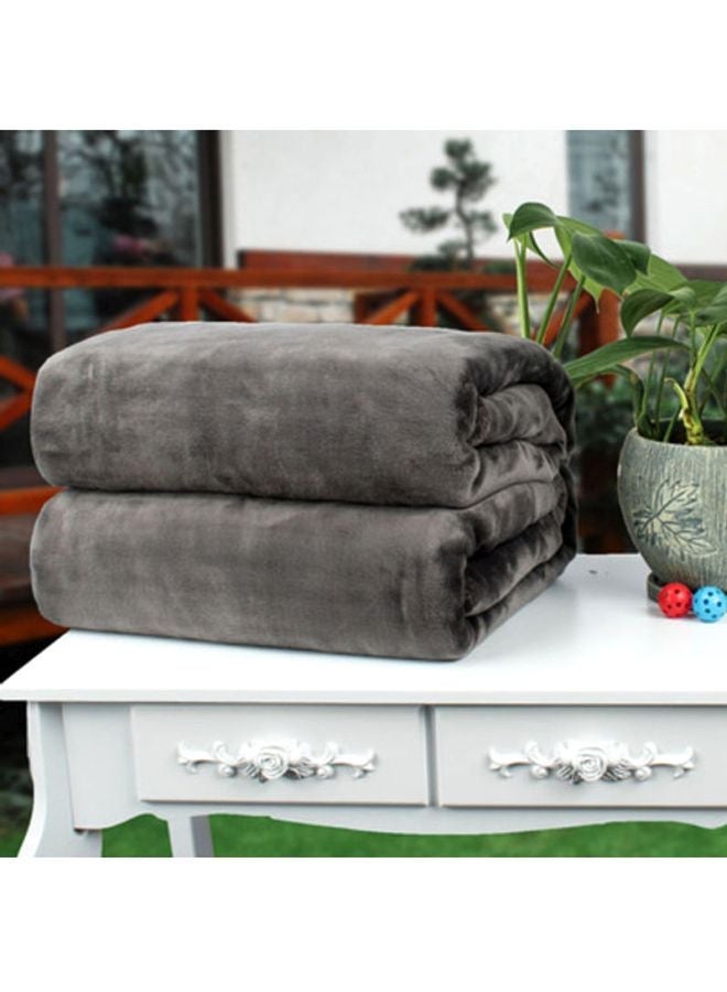 نيبمينينت Solid Colour Flannel Blanket flannel Grey 100x150cm - Image 2