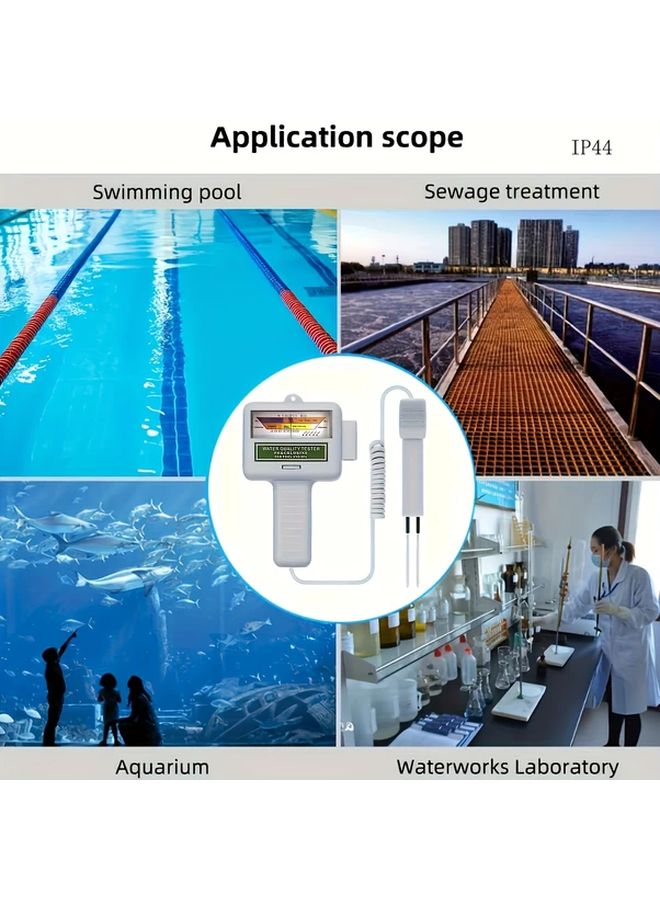 مقياس الأس الهيدروجيني والكلور المحمول الرمادي 2 في 1 لمراقبة جودة مياه حمام السباحة - Image 5