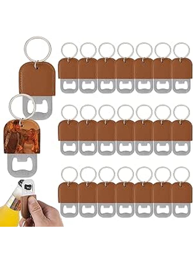 24 Pack Pu Leather Sublimation Bottle Opener Keychain With Customizable Cover For Gift - Image 1