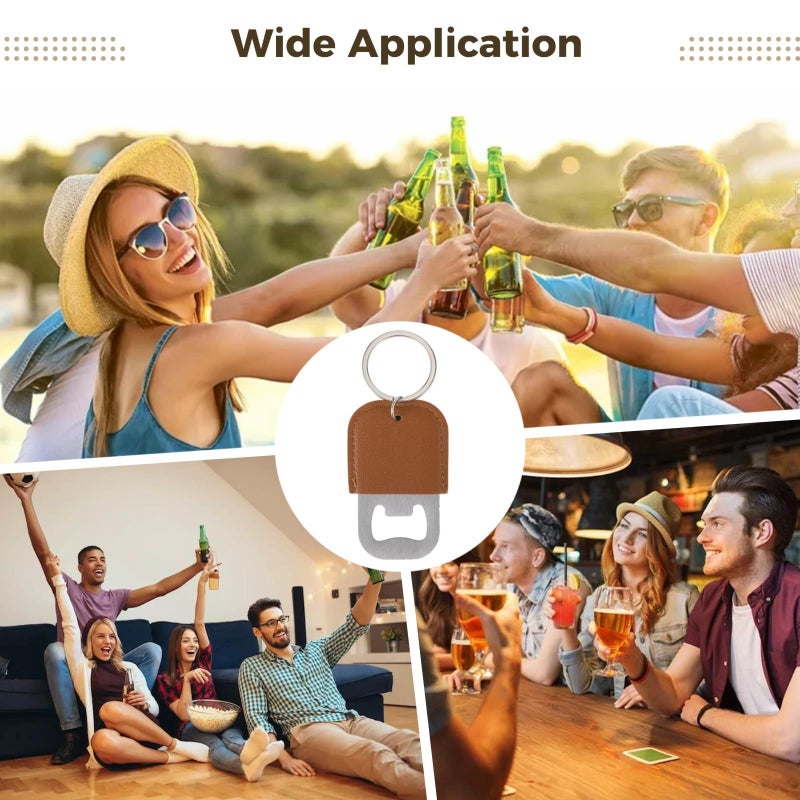 24 Pack Pu Leather Sublimation Bottle Opener Keychain With Customizable Cover For Gift - Image 5