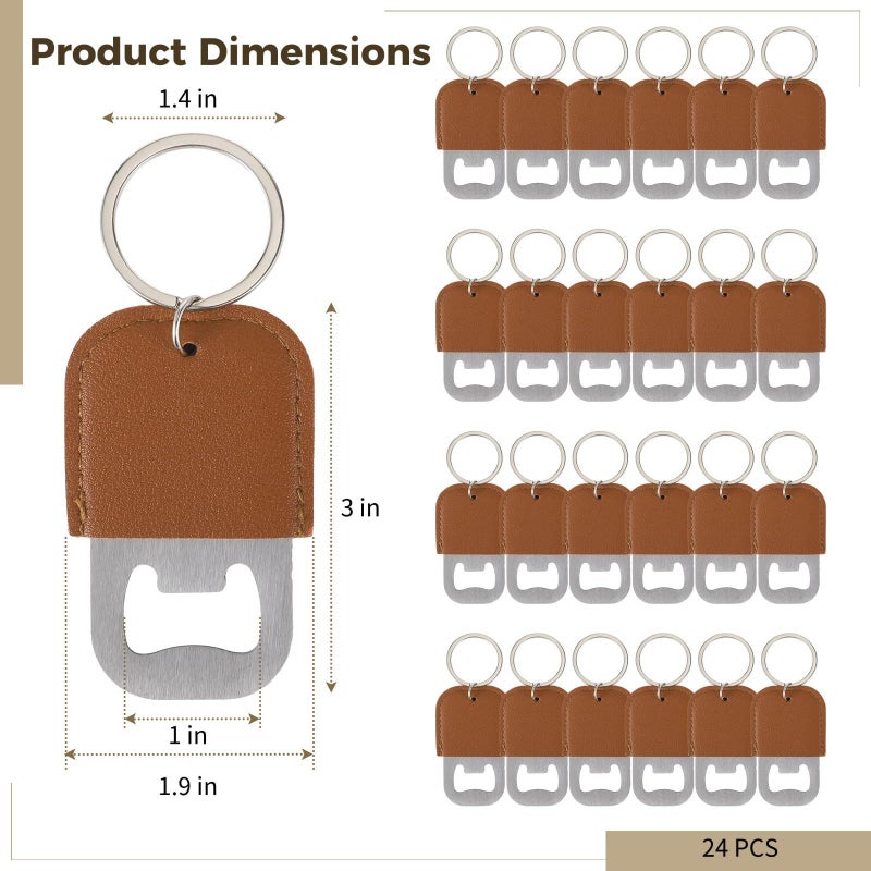 24 Pack Pu Leather Sublimation Bottle Opener Keychain With Customizable Cover For Gift - Image 4