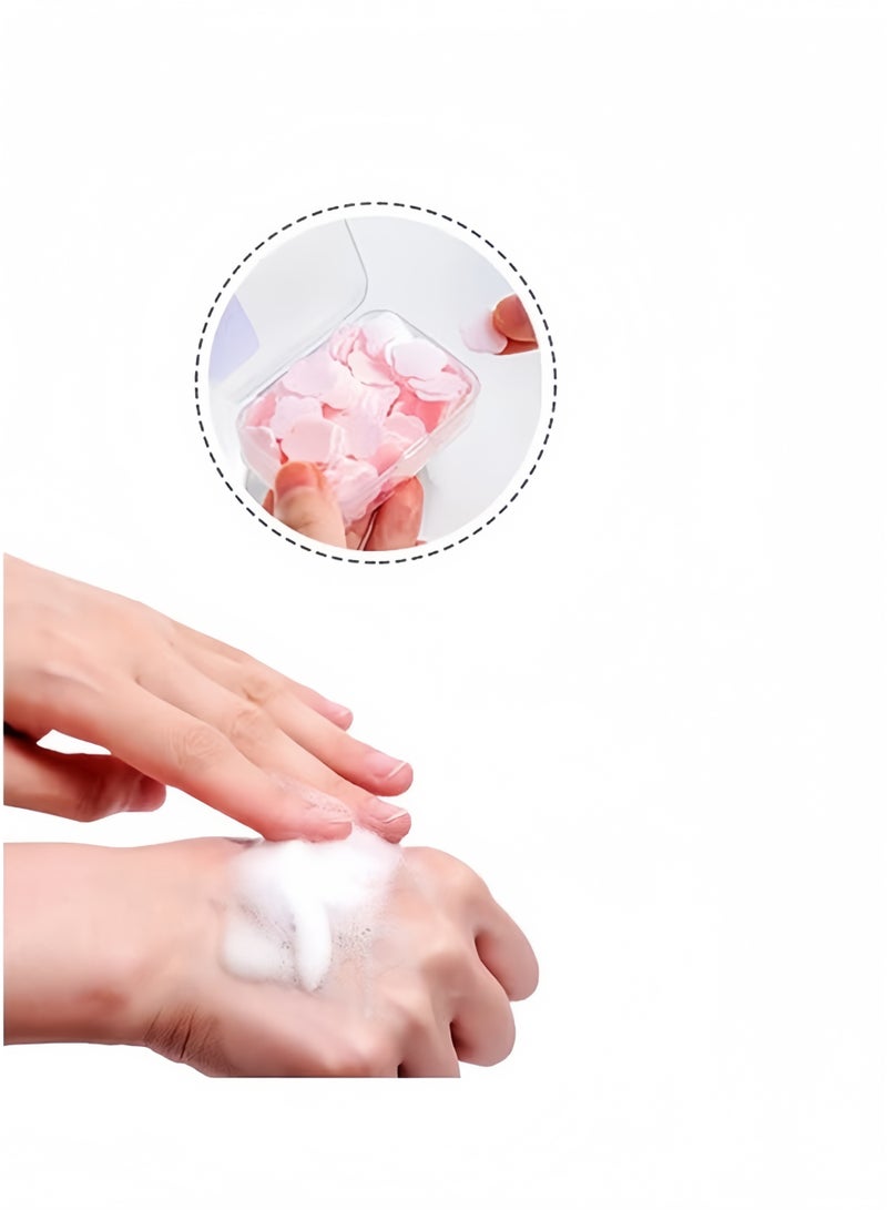Angola Panda 8 Pcs Petal Shape Soap Flakes Hand Soap Sheets, Mini Portable Antibacterial Soap Sheets the Box, Disposable Travel Scented Bath Slice Sheet Foaming Paper Soap (Colorful) - Image 5