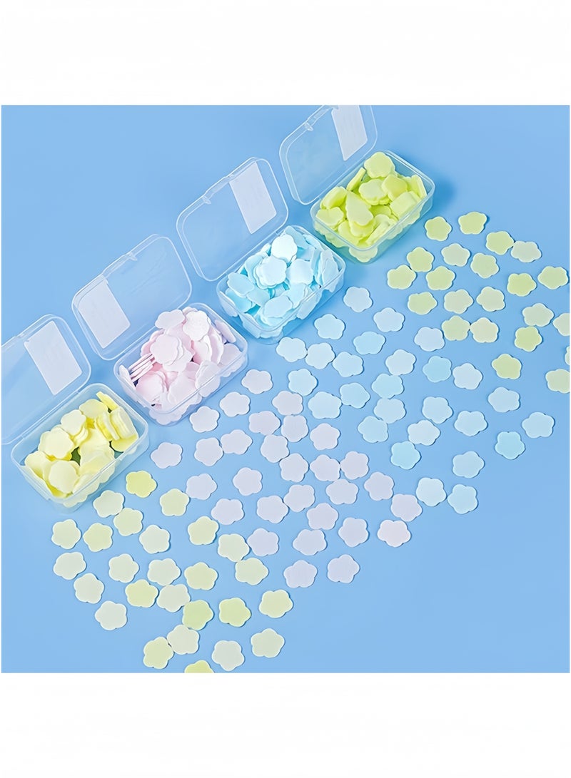 Angola Panda 8 Pcs Petal Shape Soap Flakes Hand Soap Sheets, Mini Portable Antibacterial Soap Sheets the Box, Disposable Travel Scented Bath Slice Sheet Foaming Paper Soap (Colorful) - Image 2