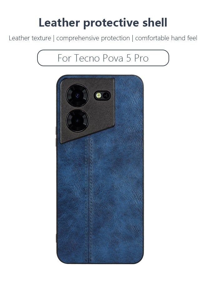 أوكيوز جراب حماية لهاتف Tecno Pova 5 Pro، جراب هاتف بتقنية الخياطة، جراب هاتف 5G، جراب هاتف بتغطية كاملة، جراب هاتف من جلد البولي يوريثان، جراب هاتف من مادة TPU، جراب هاتف مميز، أزرق - Image 5