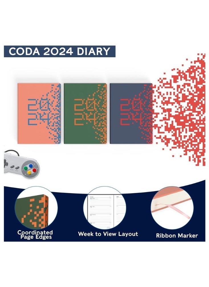 Collins - Collins Coda 2024 Diary A5 Week to View Diary - Lifestyle Planner and Organiser for Office, Work, Personal and Home - January to December 2024 Diary - Weekly - Green - E-CO153.52-24 - Image 1